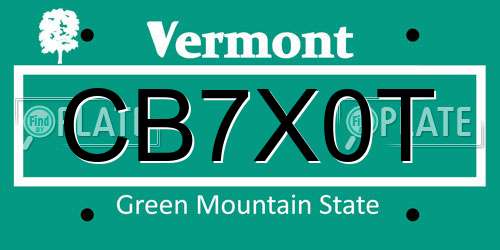 CB7X0T Vermont License Plate