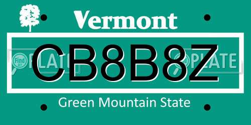 CB8B8Z Vermont License Plate