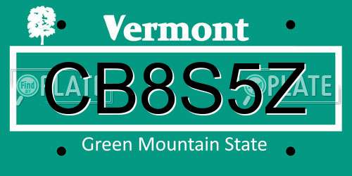 CB8S5Z Vermont License Plate