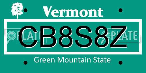 CB8S8Z Vermont License Plate
