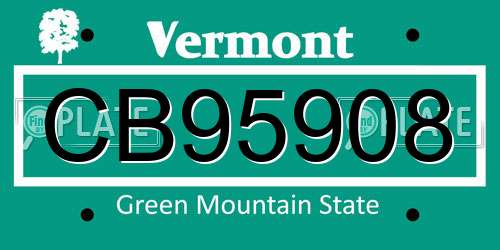 CB95908 Vermont License Plate