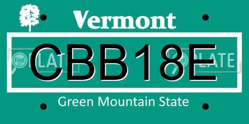 CBB18E Vermont License Plate