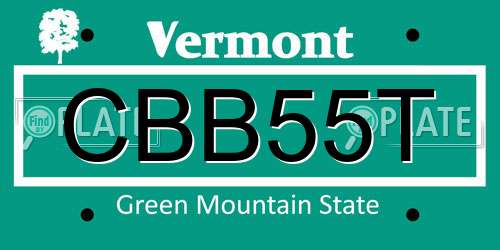 CBB55T Vermont License Plate