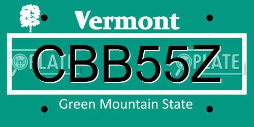 CBB55Z Vermont License Plate