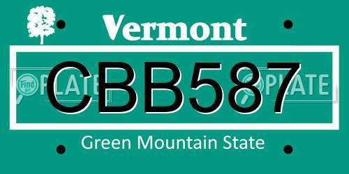 CBB587 Vermont License Plate