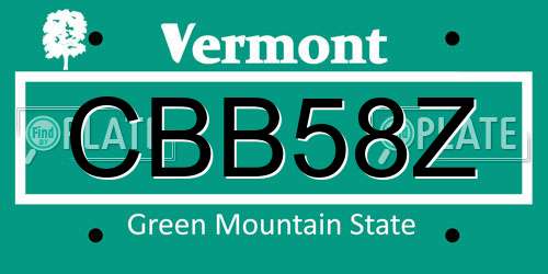 CBB58Z Vermont License Plate