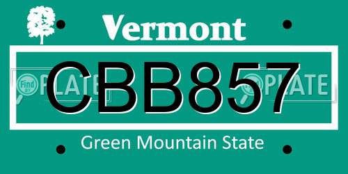 CBB857 Vermont License Plate