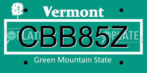 CBB85Z Vermont License Plate