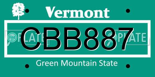 CBB887 Vermont License Plate