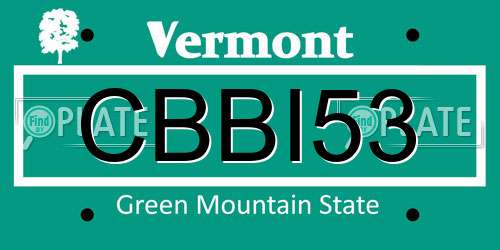 CBBI53 Vermont License Plate