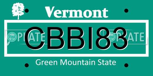 CBBI83 Vermont License Plate