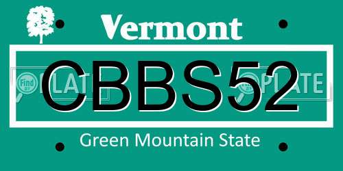 CBBS52 Vermont License Plate