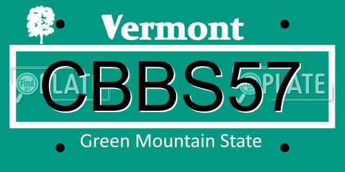 CBBS57 Vermont License Plate