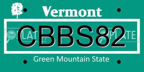 CBBS82 Vermont License Plate