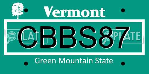 CBBS87 Vermont License Plate