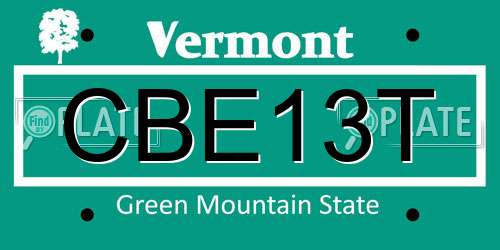 CBE13T Vermont License Plate