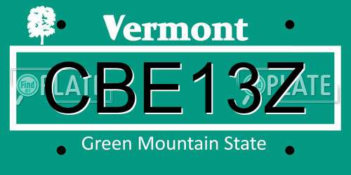 CBE13Z Vermont License Plate