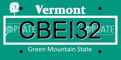CBEI32 Vermont License Plate