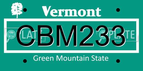 CBM233 Vermont License Plate