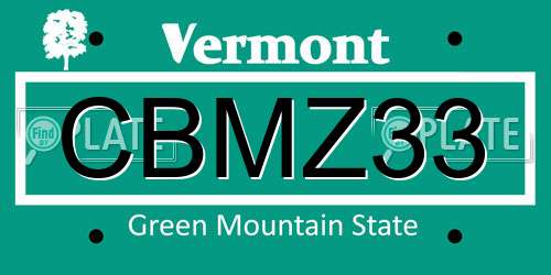 CBMZ33 Vermont License Plate