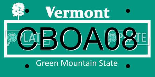 CBOA08 Vermont License Plate