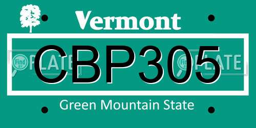 CBP305 Vermont License Plate