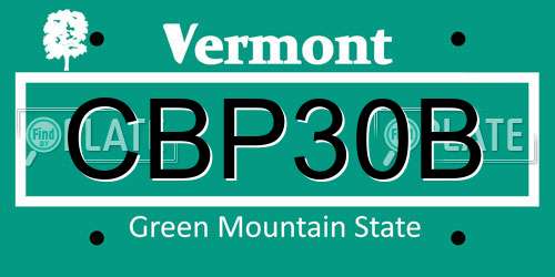 CBP30B Vermont License Plate