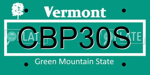 CBP30S Vermont License Plate