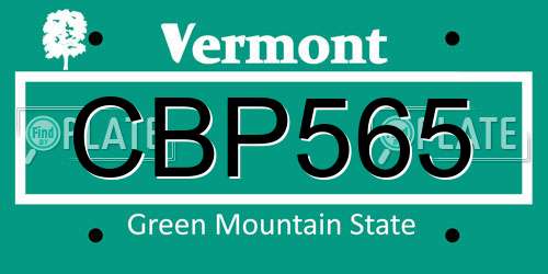 CBP565 Vermont License Plate
