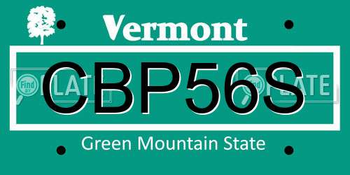 CBP56S Vermont License Plate