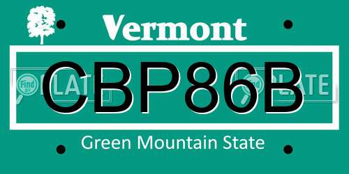 CBP86B Vermont License Plate