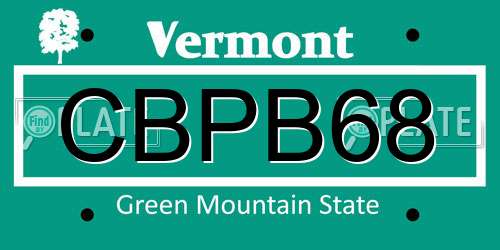 CBPB68 Vermont License Plate