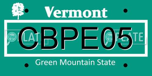 CBPE05 Vermont License Plate
