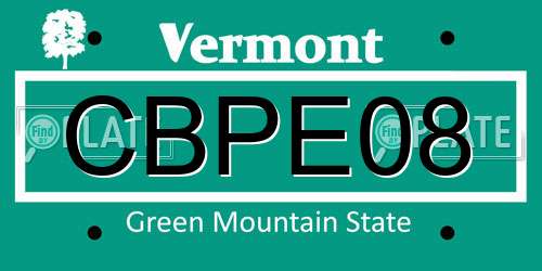 CBPE08 Vermont License Plate