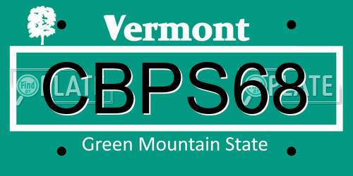 CBPS68 Vermont License Plate