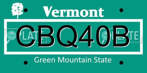 CBQ40B Vermont License Plate