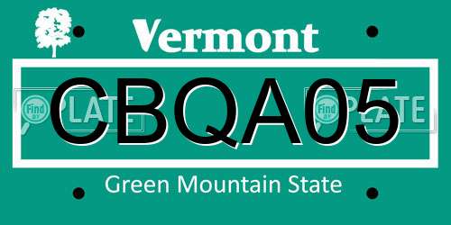 CBQA05 Vermont License Plate
