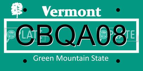 CBQA08 Vermont License Plate