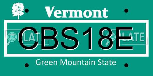 CBS18E Vermont License Plate