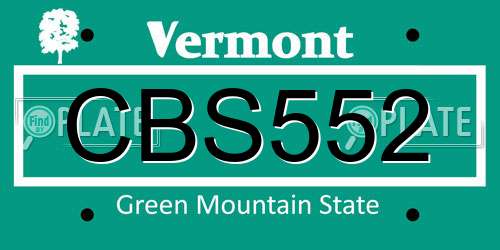CBS552 Vermont License Plate