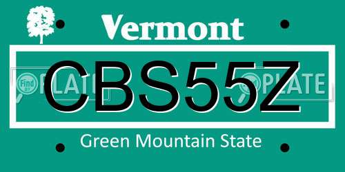 CBS55Z Vermont License Plate