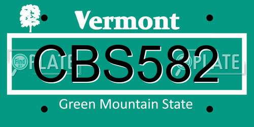 CBS582 Vermont License Plate