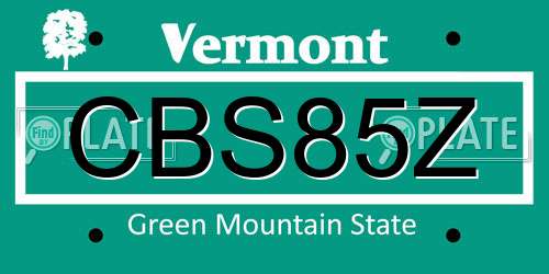 CBS85Z Vermont License Plate