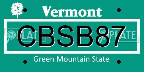 CBSB87 Vermont License Plate