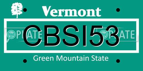 CBSI53 Vermont License Plate