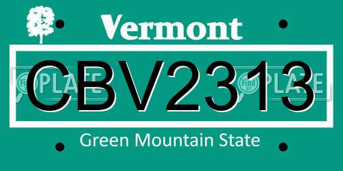 CBV2313 Vermont License Plate