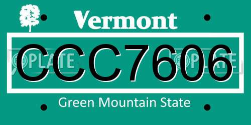 CCC7606 Vermont License Plate