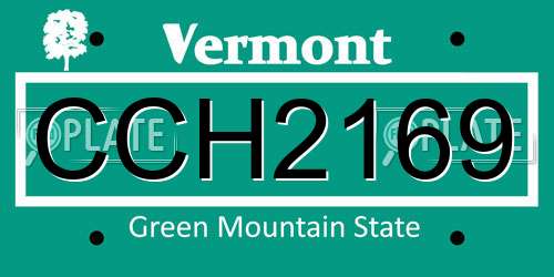 CCH2169 Vermont License Plate