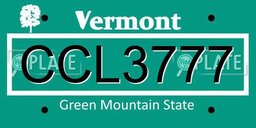 CCL3777 Vermont License Plate