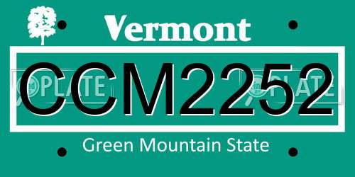 CCM2252 Vermont License Plate